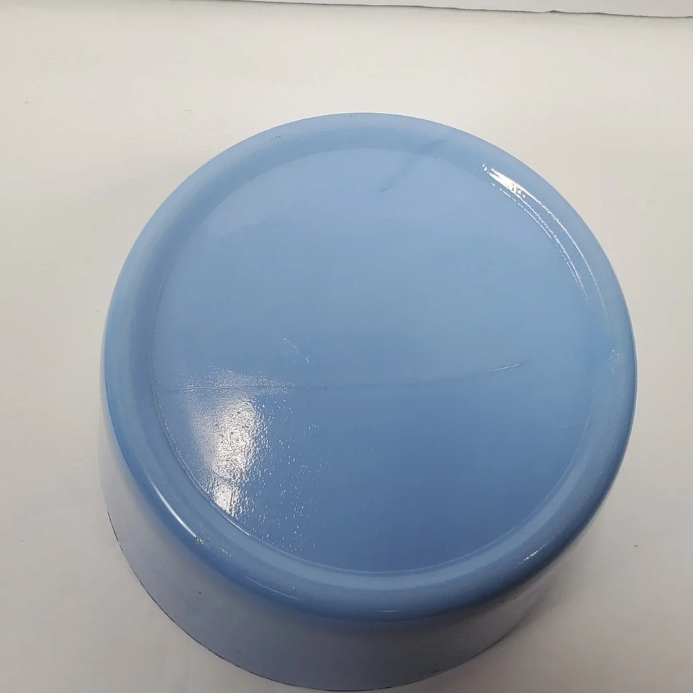 Vintage Refrigerator Dish or Grease Canister Jeannette Delphite Blue Glass CHIP